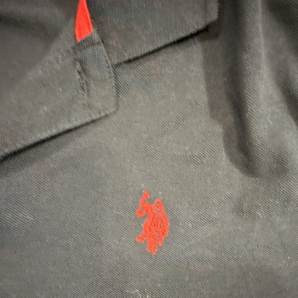 U.S. Polo Assn. Unisex Kids XXL (18) Black/Red Short Sleeve Logo Polo Shirt